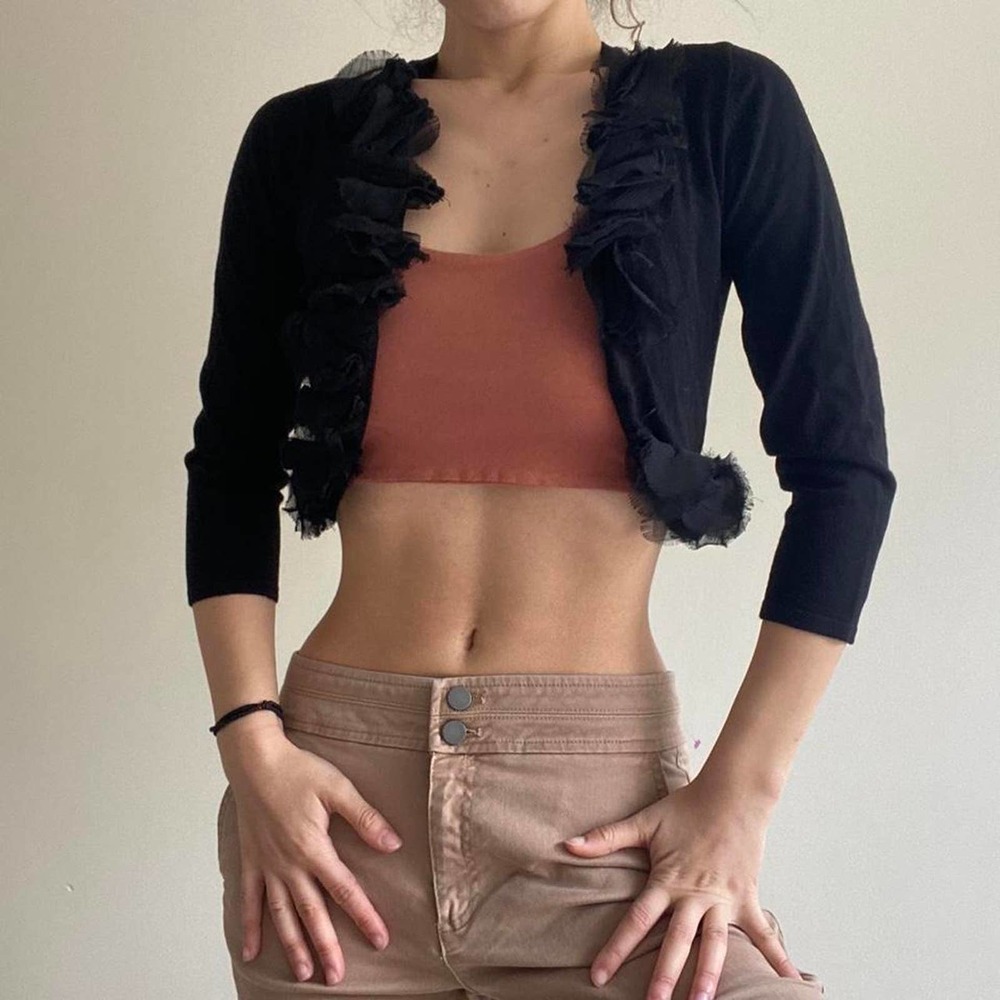 Black super cropped cardigan size small